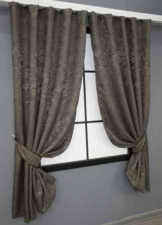 Комплект коротких штор VR-Textil Лен мрамор Pavliani № 1288ш 130х170 см 2 шт Темное какао (35-0064) Киев