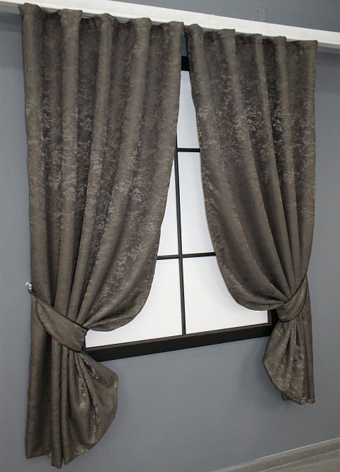 Комплект коротких штор VR-Textil Лен мрамор Pavliani № 1288ш 130х170 см 2 шт Темное какао (35-0064) Киев - изображение 2