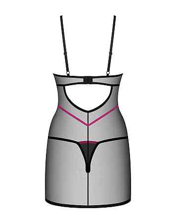 Пеньюар Obsessive Novenes chemise & thong, M/L, обтислий, прозорий, зі стрепами, стрінги в комплекті Sex Aura Київ