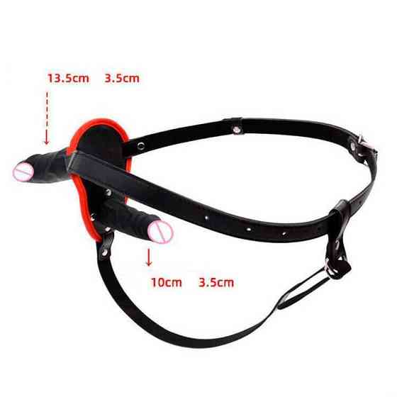 Двусторонний страпон - Double StrapOn - 13,5/10*3,5 см - Черный Винница