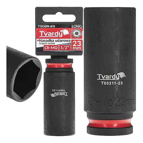 Головка ударна "Tvardy" з хром-молібденової сталі (Cr-Mo)  1/2"  6-гранна довга 23 мм Київ