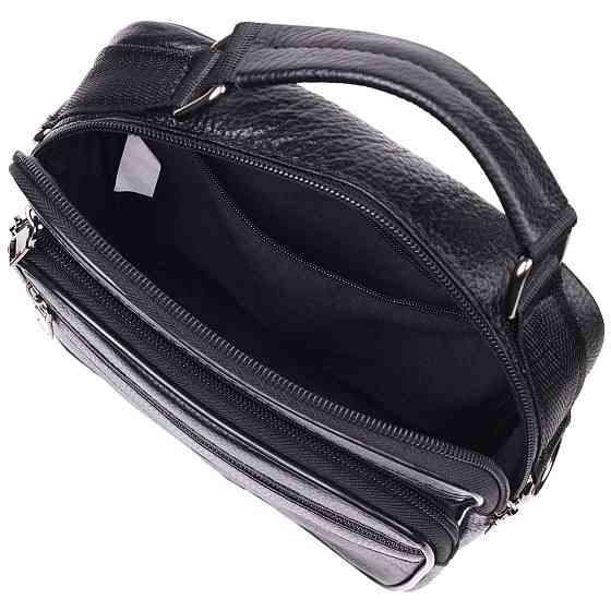 Містка чоловіча сумка шкіряна Чорна (Vintage) Київ