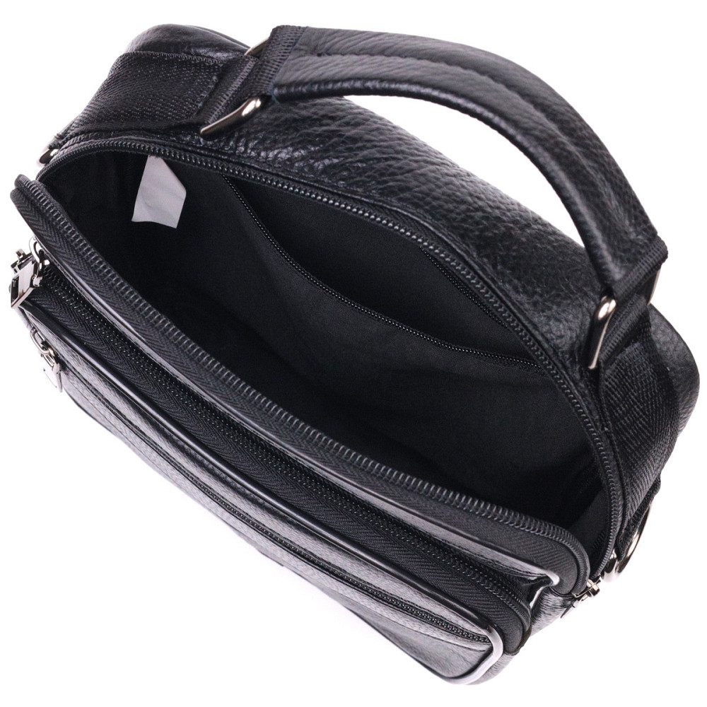 Вместительная мужская сумка кожаная Черная (Vintage) Киев - изображение 1