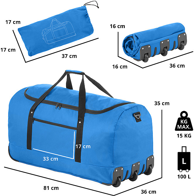 Сумка дорожная на колесах TravelZ Wheelbag 100 Liter Blue (603093) Киев - изображение 3
