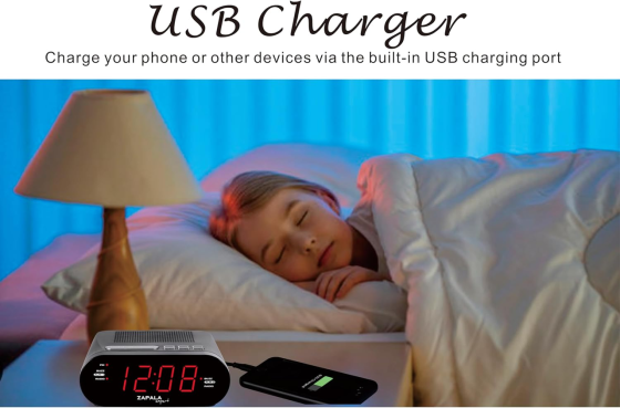 Радіобудильник цифровий FM з LED-дисплеєм, 2 будильники, USB-порт для заряджання, повтор сигналу, регулювання гучності Київ