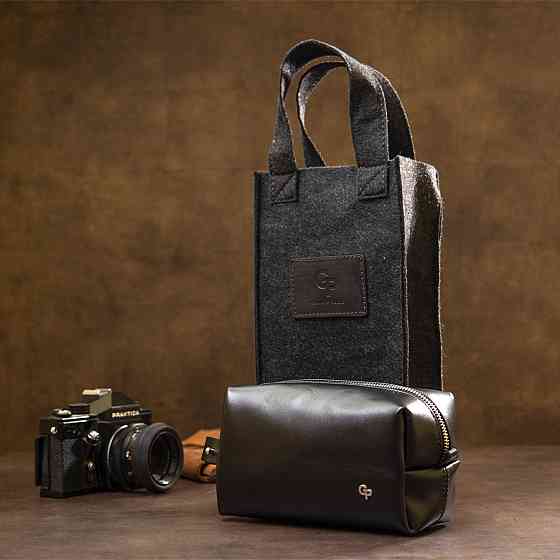 Кожаная мужская косметичка GRANDE PELLE 11415 Черный Киев