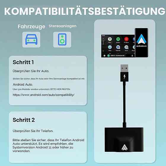 Бездротовий адаптер Android Auto USB/USB-C Wi-Fi Bluetooth для авто з дротовим Android Auto Київ