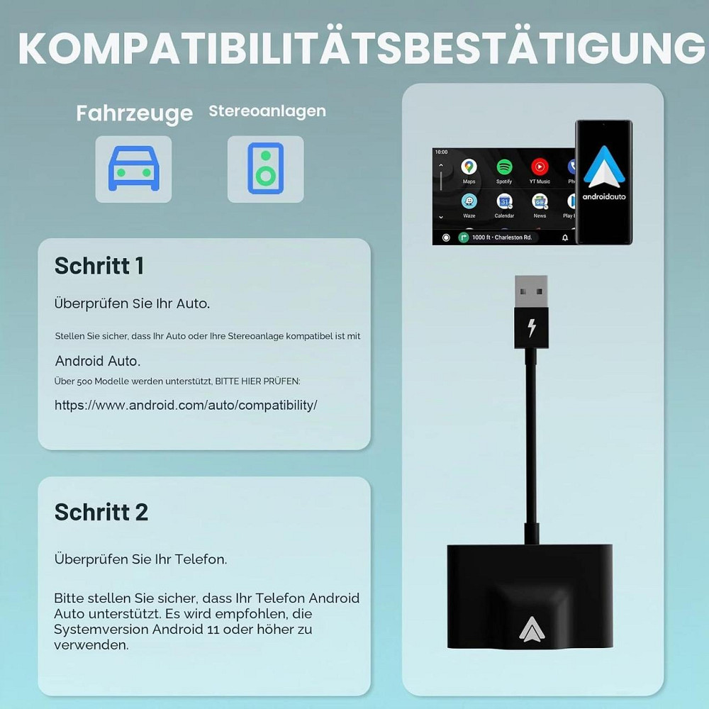 Беспроводной адаптер Android Auto USB/USB-C Wi-Fi Bluetooth для авто с проводным Android Auto Киев - изображение 2