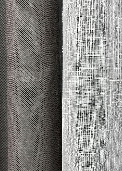 Комплект штор VR-Textil рогожка преміум TERRA LUXE 150х270 2шт і Тюль 500х270 1856ш-115т темно-сірий з білим 71-074/4 Київ - фото 6