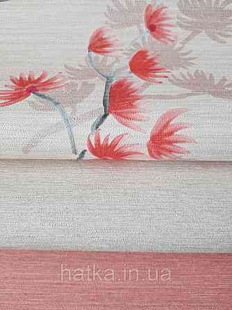 Шпалери вінілові Decoprint Breeze листя метелики квіти червоні, коричневі на бежевому японський мотив 0.53х10 Київ