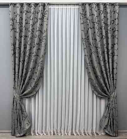 Комплект готовых штор VR-Textil Жаккард Allure № 1618ш Серый 150х270 см 2 шт (33-0485) Киев