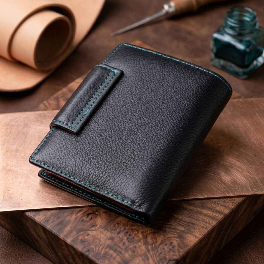 Портмоне для жінок у класичному кольорі з цікавою монетницею ST Leather 19449 Чорний Київ - фото 14