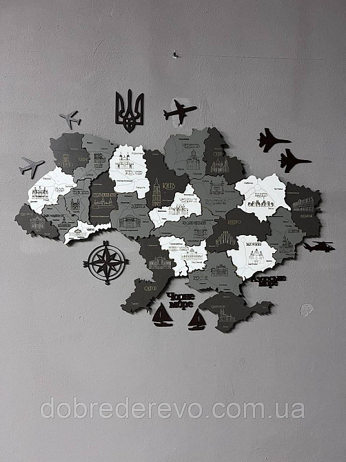 Багатошарова карта України 200х150 см. "Сіра" Вижниця - фото 4