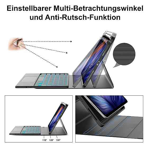 Клавіатурний чохол для iPad Air 11 / iPad Pro 11 чорний з тачпадом QWERTY з RGB підсвічуванням знімна бездротова Київ