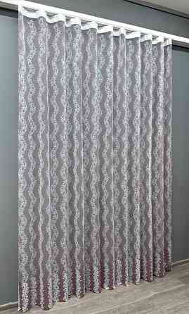 Тюль VR-Textil 1687т Органза з вишивкою Бордовий з білим 300х270 см (42-0724) Київ