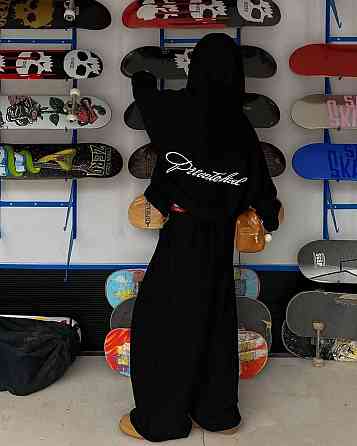 Женский теплый оверсайз костюм: худи с капюшоном и широкие брюки с утяжкой трехнитка на флисе Одесса