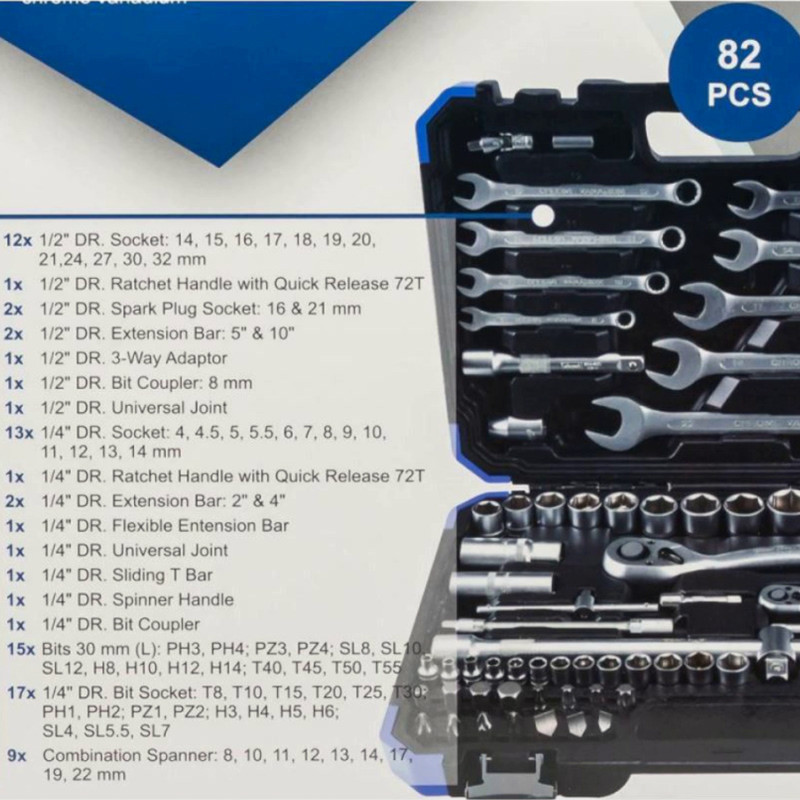 Набір інструменту 1/2", 1/4" 82 шт з бітами, ключами Scheppach Мукачево - фото 5