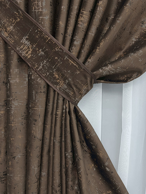 Комплект готових штор VR-Textil Оксамит (бархат) Mirage № 2034ш Шоколадний 200х275 см 2 шт (32-394) Київ - фото 5