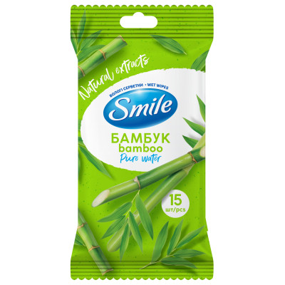 Влажные салфетки Smile Daily Бамбук 15 шт. (4820048481960) Винница - изображение 1