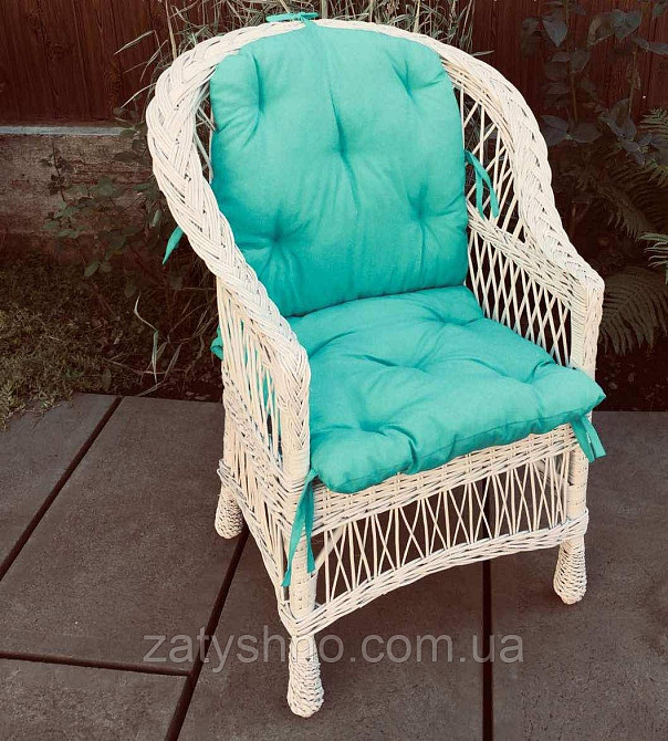 Крісло плетене з блакитною накидкою Київ - фото 2