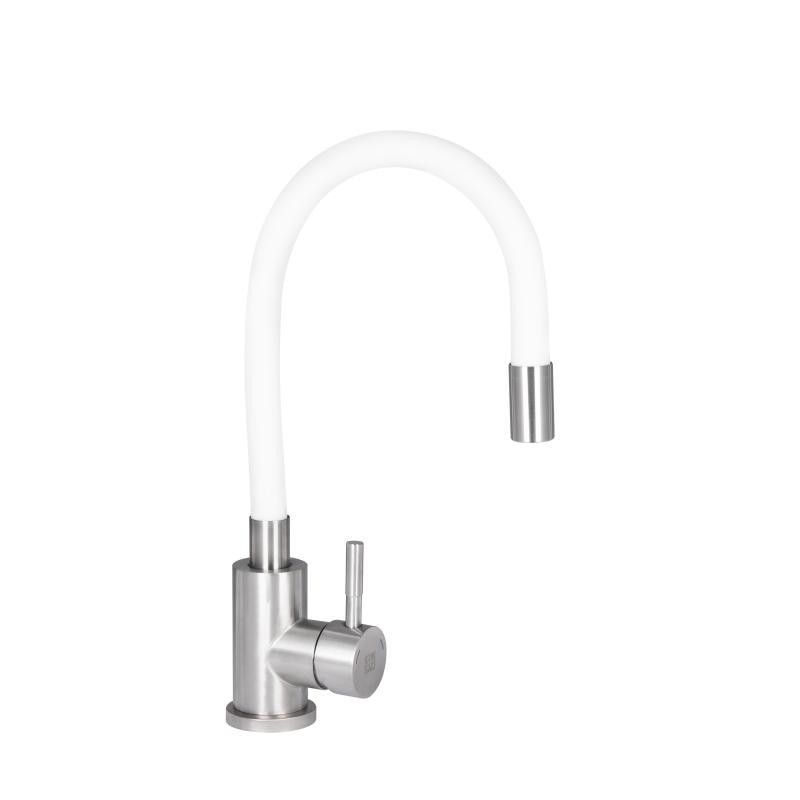 Смеситель для кухни Lidz Aria 04R-BFS U-образный гибкий White (k35) белый Киев - изображение 1