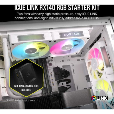 Кулер для корпуса Corsair iCUE Link RX140 RGB PWM White Dual Pack (CO-9051024-WW) Винница - изображение 7