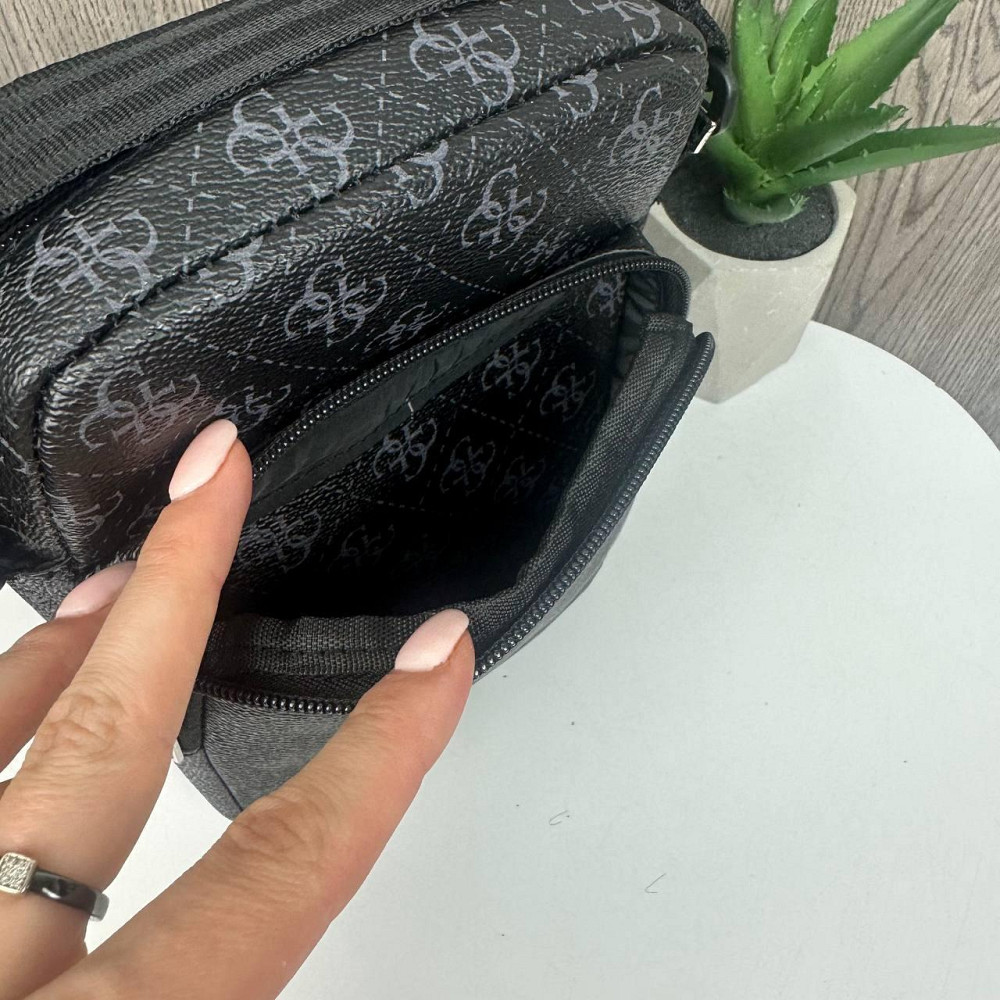 Модна чоловіча сумка планшетка на плече стиль Guess, сумка-планшет Гесс чорна для чоловіків ( 21067 ) Харьков - изображение 9