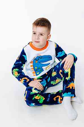 Пижама детская, тёплая, тёмно-синяя,топ Крохатушка одяг Киев