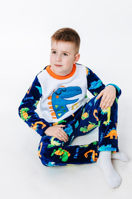 Пижама детская, тёплая, тёмно-синяя,топ Крохатушка одяг Киев - изображение 3