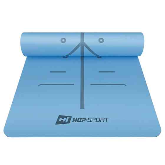 Коврик для фитнеса Hop-Sport PU нескользящий для йоги пилатеса растяжки дома и спортзала синий йога мат Киев
