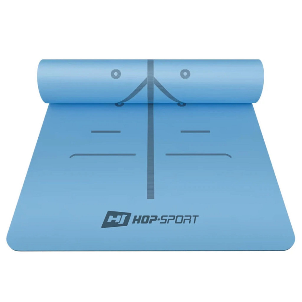 Коврик для фитнеса Hop-Sport PU нескользящий для йоги пилатеса растяжки дома и спортзала синий йога мат Киев - изображение 6