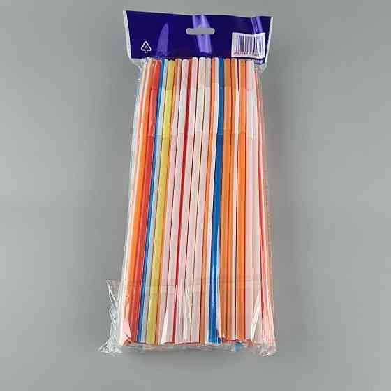 Трубочка-соломка для напоїв із гофрою d6,0 — 26 см Біло-кольорова артистик (100 шт.) Харків