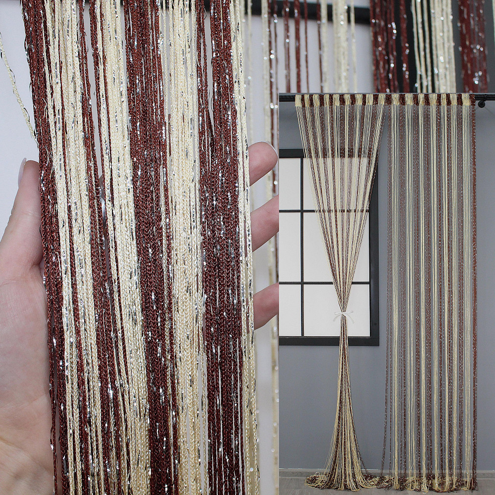 Штори-нитки "Кісея" люрексом Коричневий з бежевим 300х300см 1 шт (61-031) Київ - фото 1