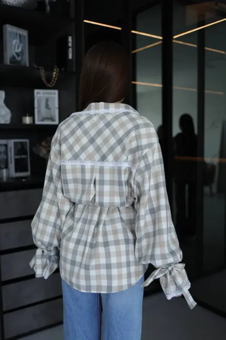 Сорочка в клітинку з мереживом жіноча фланель 100% котон Одеса - фото 20