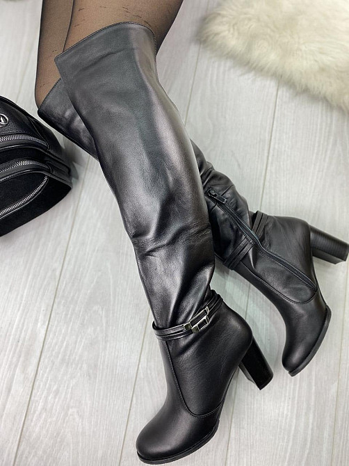 Kluchini Ботфорты женские KLUCHINI черные натуральная кожа высота 50 см обхват голени 36-39 см Коломия - фото 6