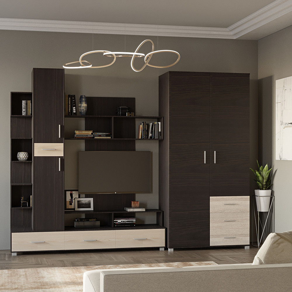 Стенка Эверест Бриз + Шкаф ШП-4 венге + дуб молочный (DTM-2331) Днепр - изображение 1