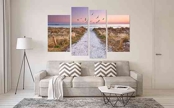 Модульна картина в спальню, вітальню Пісочний пляж Art-617_4 90x132 см Київ