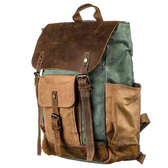 Рюкзак з боковими кишенями canvas Vintage 20112 Світло-сірий Київ