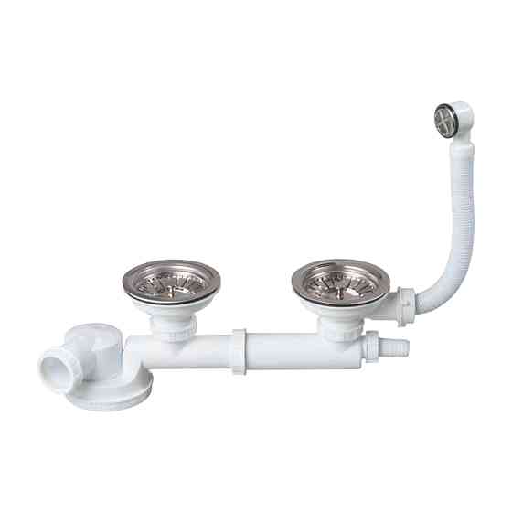 Wirquin Сифон для двойной кухонной мойки Espace полный комплект 1½"×Ø40мм WIRQUIN (9542400) Киев