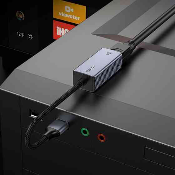 Адаптер HOCO UA37 USB для Ethernet, Металевий сірий Київ