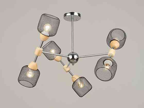 Люстра стельова на 6 плафонів VALESO K2347/6, патрон E27, підвісна, Хром+Дерево K2347/6 Коломия