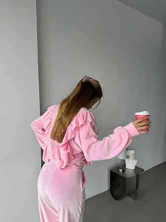 Женский нежный костюм двойка: кофта и штаны из велюра Розовый, 46/48 Одесса