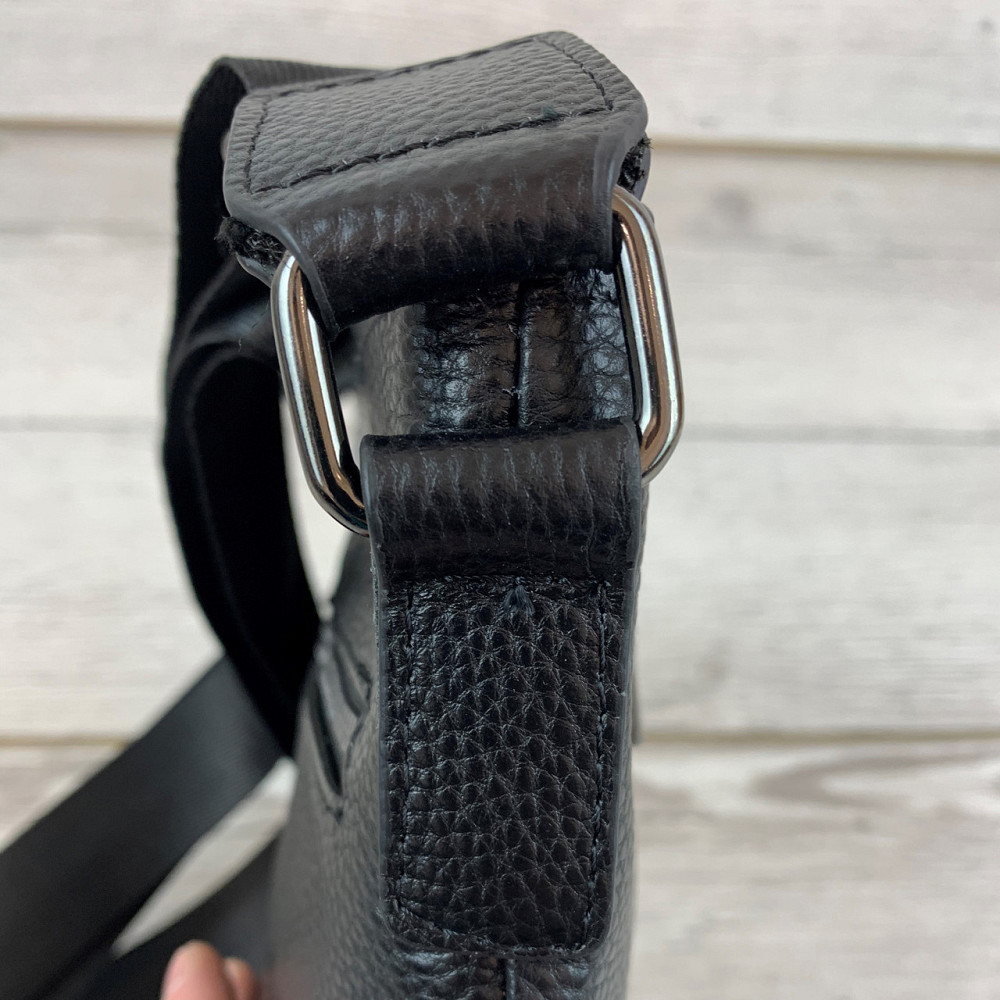 Барсетка чоловіча шкіряна через плече містка каркасна на кожен день, чорнаMasterSem Київ - фото 8