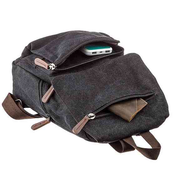 Компактный женский текстильный рюкзак Черный (Vintage) Киев