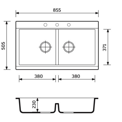 Мойка кухонная Adamant Similar графіт + змішувач + дозатор + ополіскувач склянок + колан (4824296106513) Вінниця - фото 8