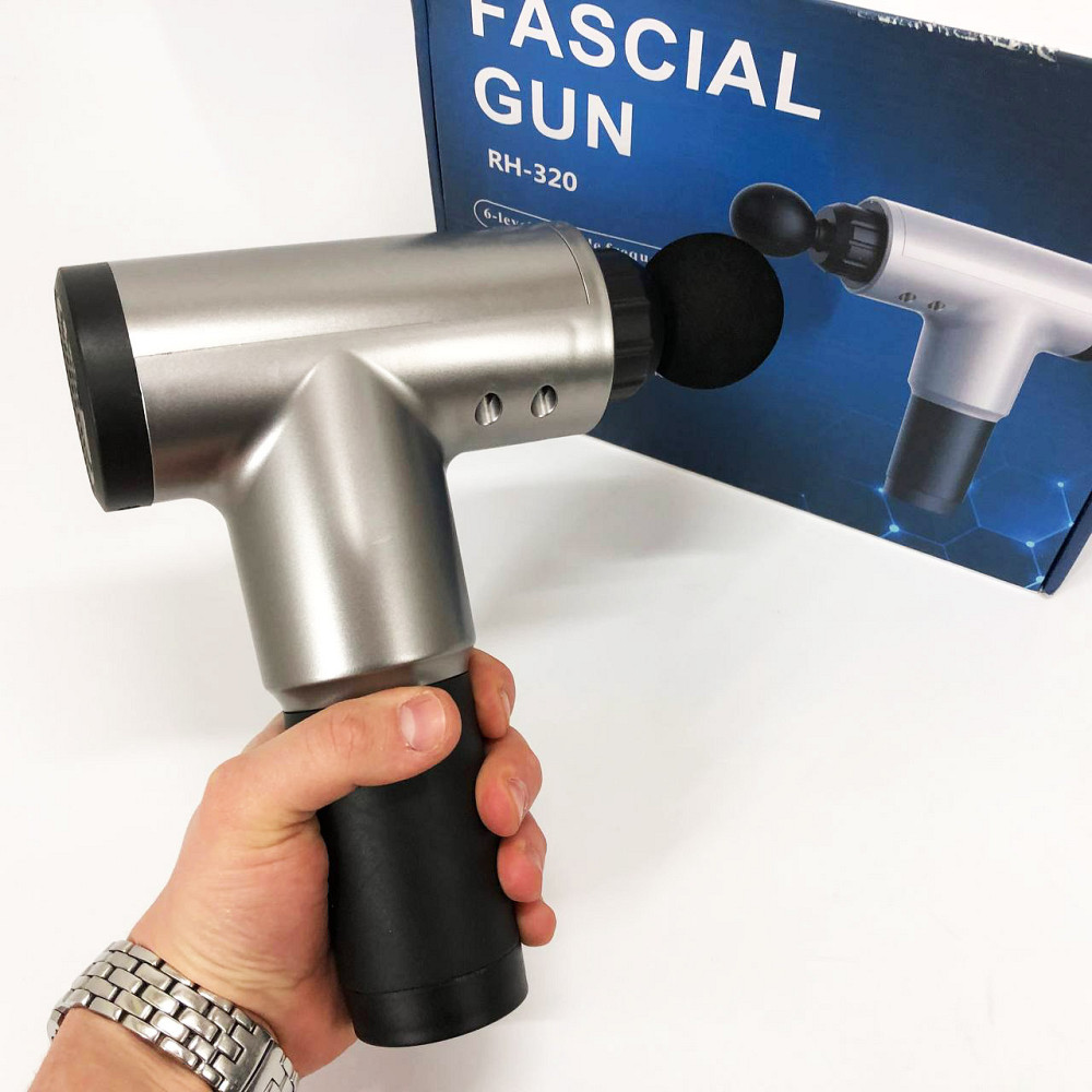 Аккумуляторный массажер для икр Fascial Gun KH-320, Массажер мышечный с разными насадками YU-16 Львов - изображение 17