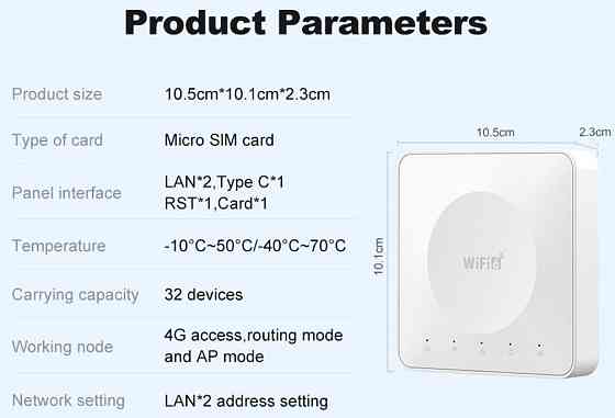 4G Wi-Fi роутер під  SIM карту, 300 Мбіт/с, Type-C живлення. Київ
