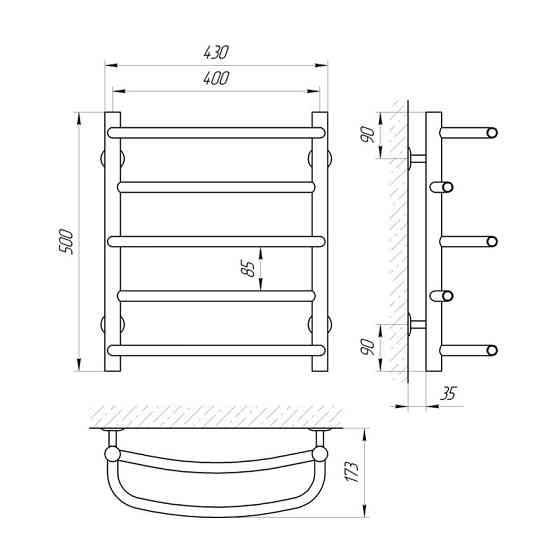 Водяна сушарка для рушників Laris Євромікс П5 400x500 Київ
