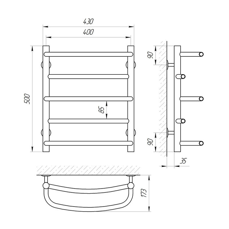 Водяна сушарка для рушників Laris Євромікс П5 400x500 Київ - фото 6