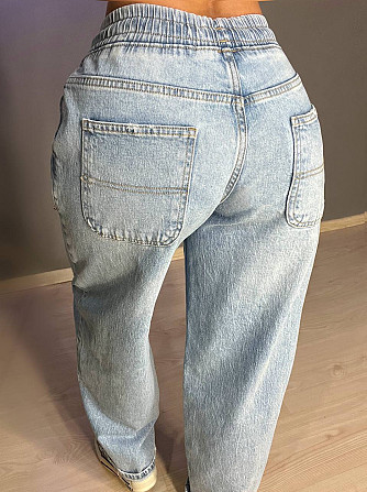 Джинсы женские I8 52422 Palazzo Jeans талия на резинке со шнурком широкий крой палаццо голубые, голу Одесса - изображение 2